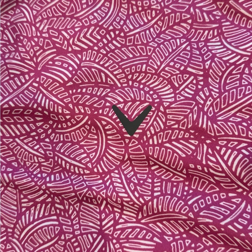Callaway Golf Polo Shirt Mens 3XL PURPLE ORCHID TROPICAL Opti Dri Stretch Palm - Picture 4 of 9